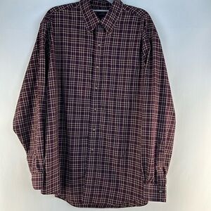 Brooks Brothers 346 Burgundy Plaid Button Down Long Sleeve Cotton Shirt
